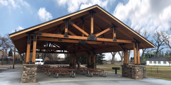 Lumber Pavilion with Stone Cement Base