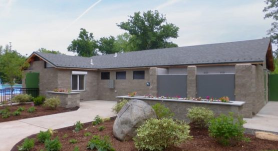 Large Shower Restroom Facility Optimized for Public Pool