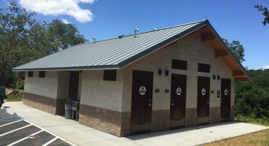 Shower Building with Multiuser Restrooms and CMU Exterior