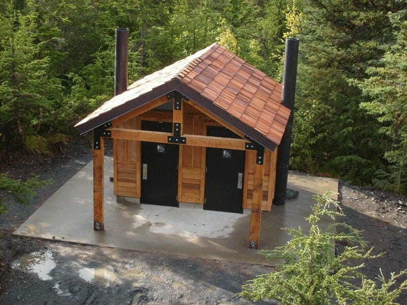 An Aerial View of this Vault Toilet