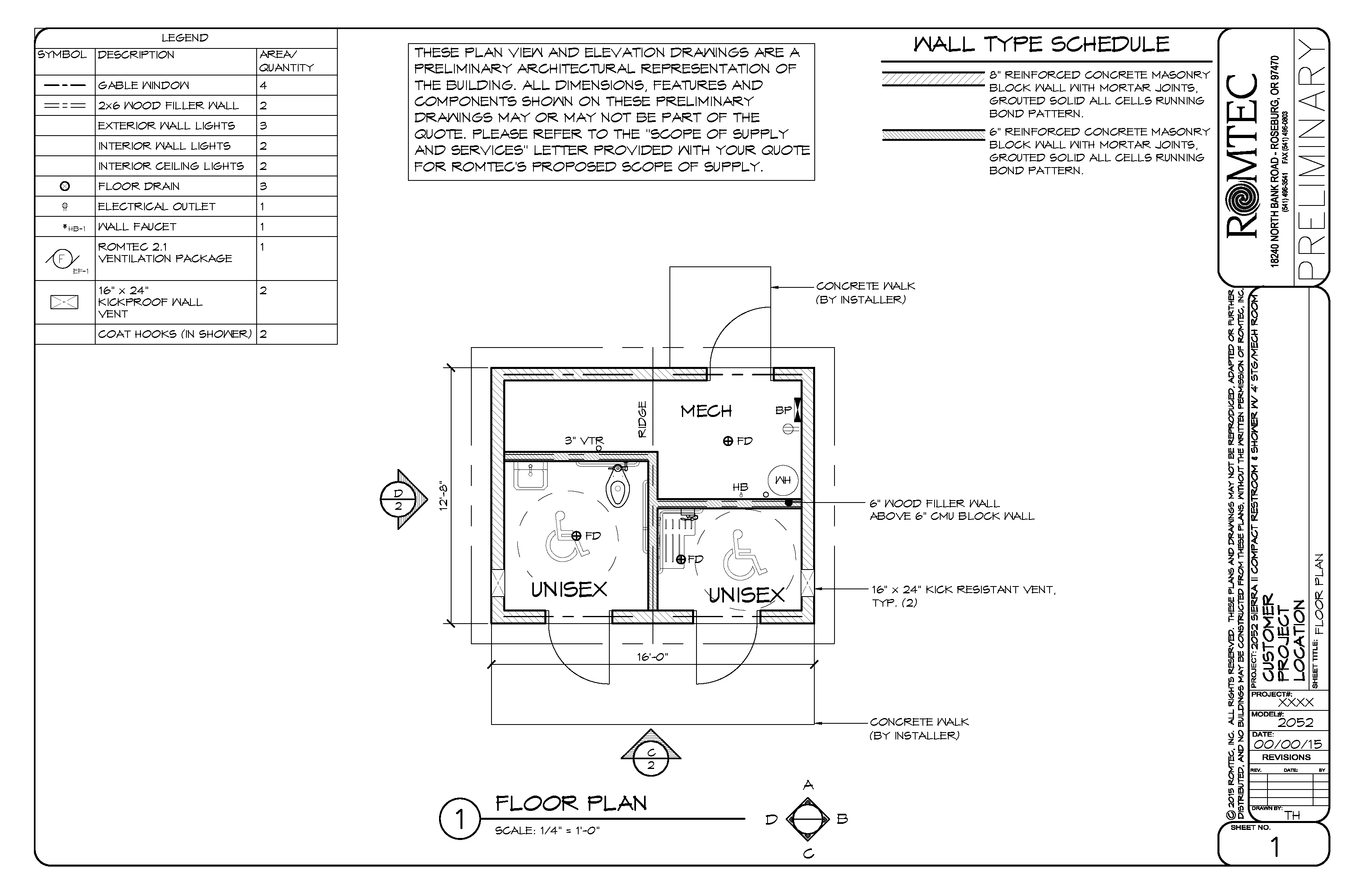 Small Showers and Restroom Structure for Park
