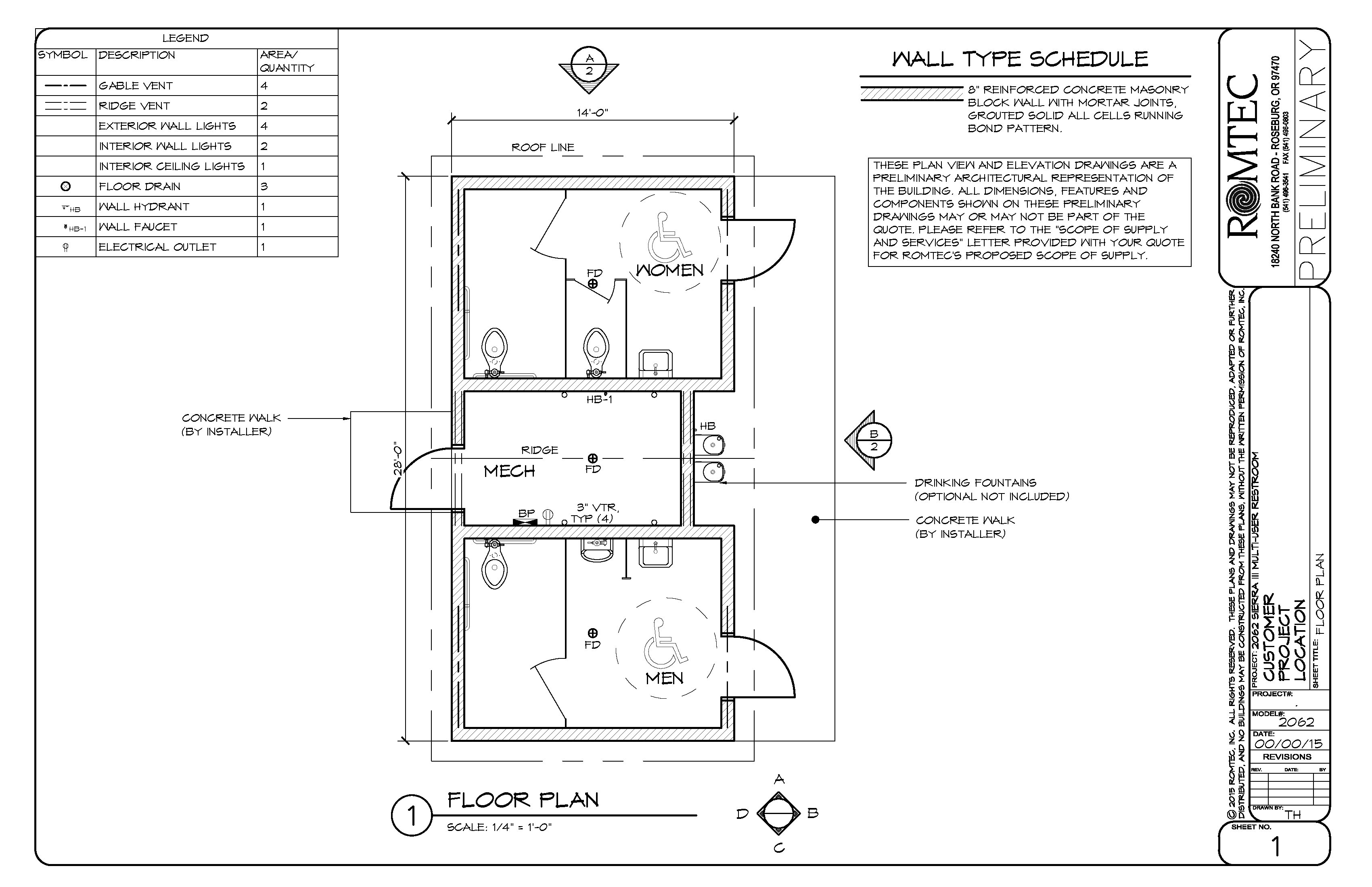 Large Restroom Building Drawings That Can Be Customized