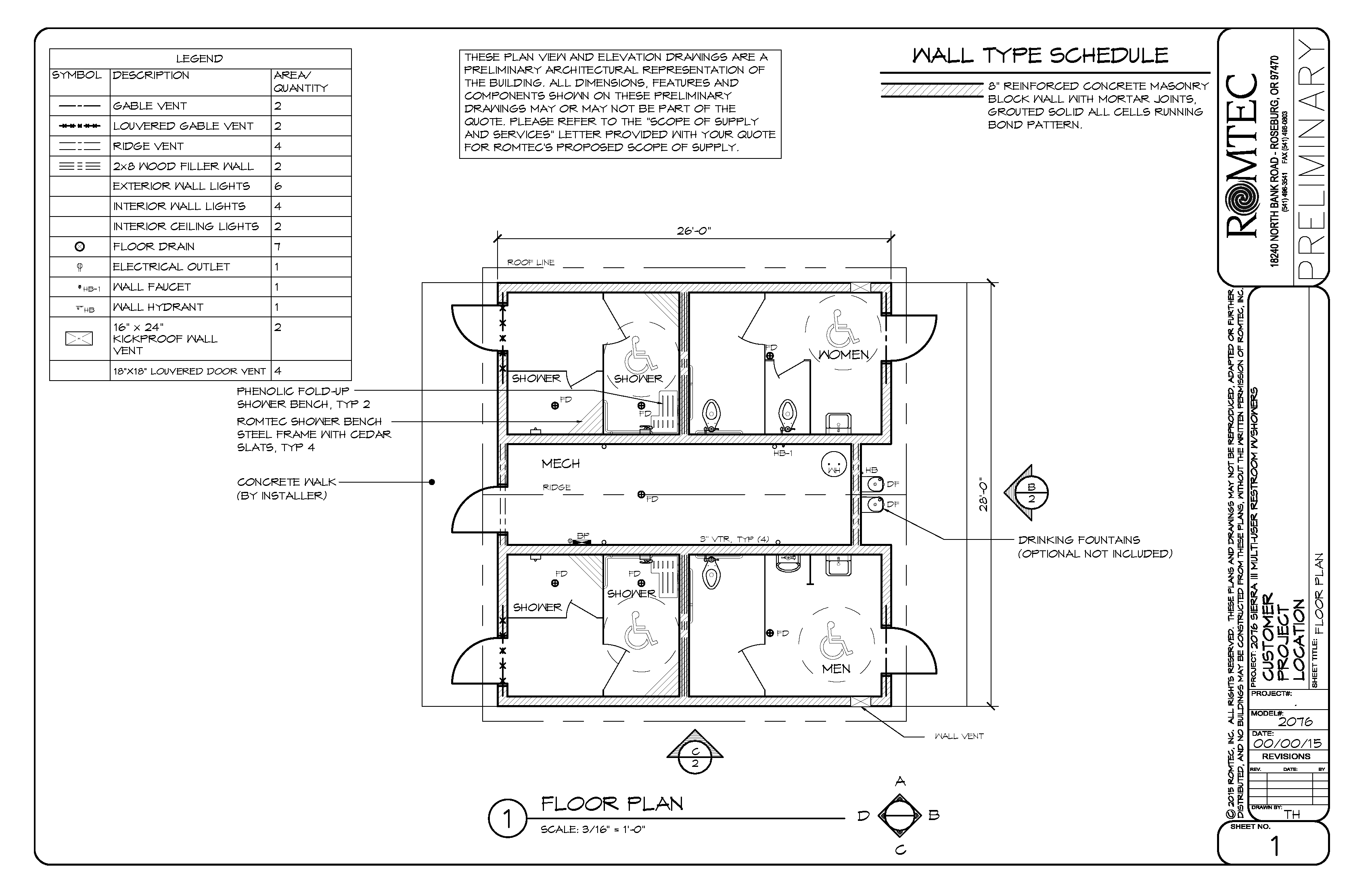 model-2076-multi-user-restroom-showers Medium Shower Facility with Separate Restrooms and Large Mechanical Room