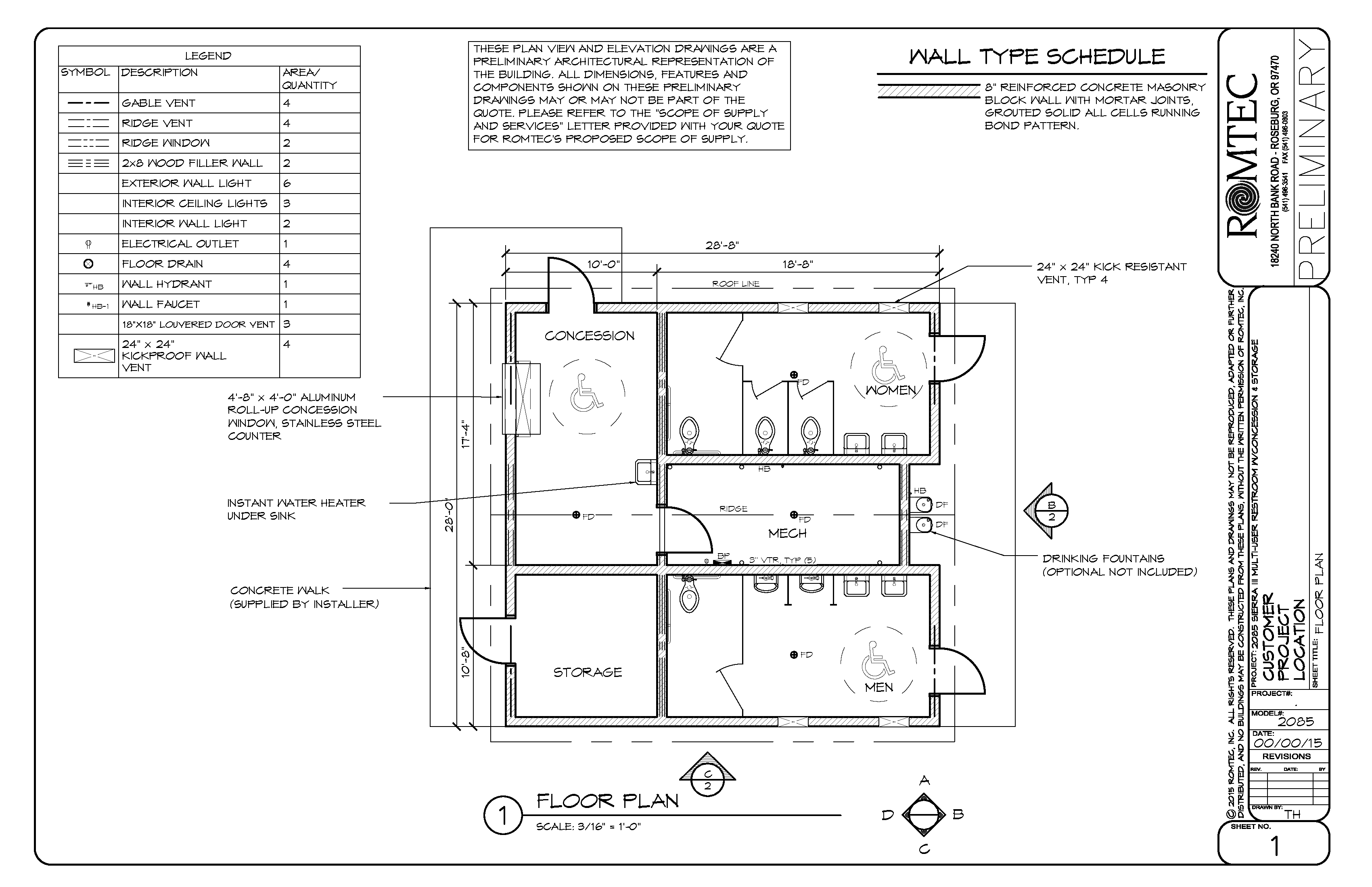 Model 2085 - Multi-User Concession Building - Romtec Inc.