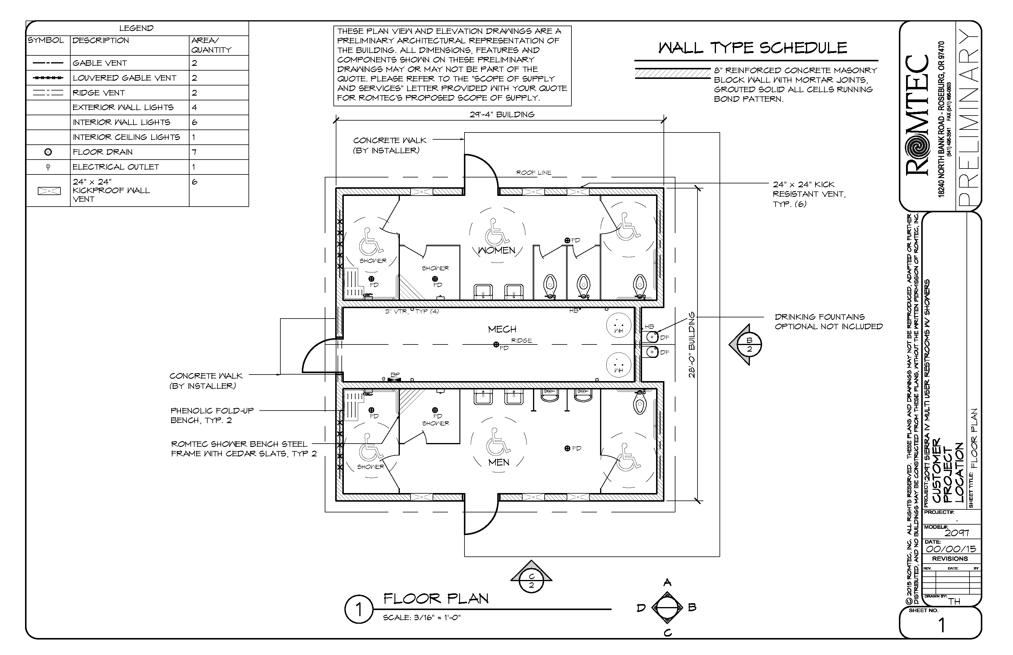 Large Showers and Bathrooms for Park Setting