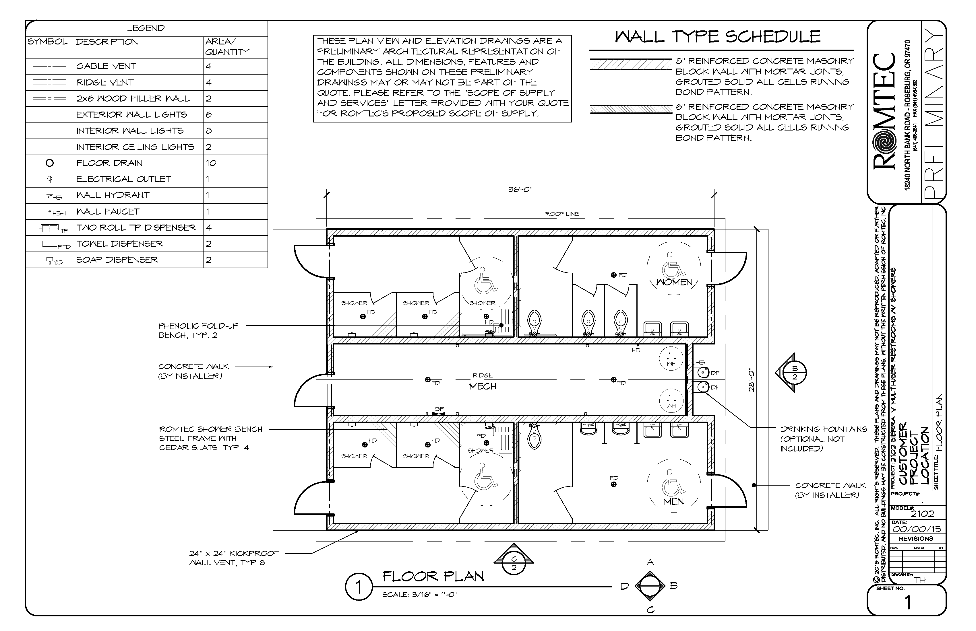 Extra Large Shower Building with Multiple Toilets, Sinks, Shower Rooms