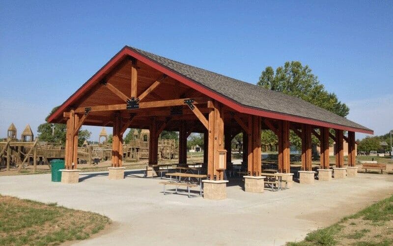 Timber Post Pavilion at with Covered Area