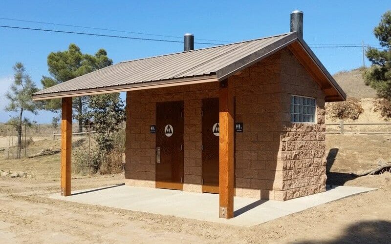 Vault Restroom with Porch in State Park Trailhead