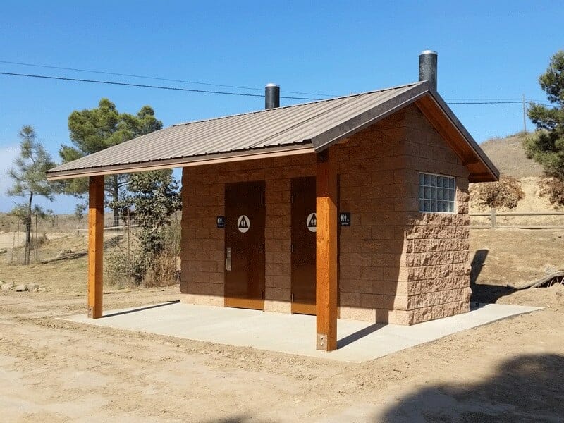 Vault Restroom with Porch in State Park Trailhead