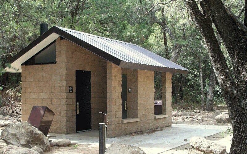 Concrete Waterless Restroom with Two Rooms