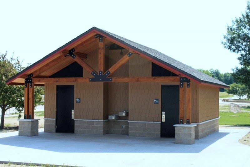 Multi User Restroom with Concrete Shake Siding