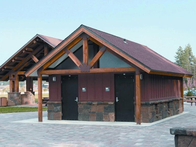 Medium Multi Room Bathroom with an Exterior that Matches the Roof