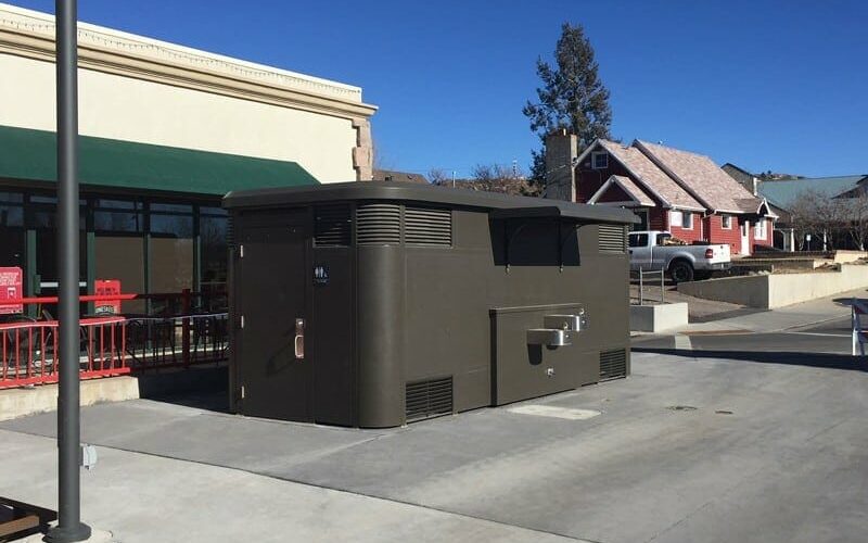 Double Sidewalk Restroom with Matte Grey Exterior