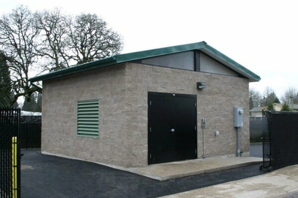 Durable Concrete Control Shelter with Double Door Entry