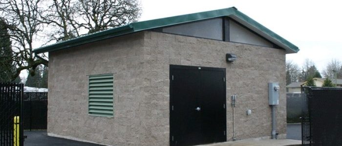 Durable Concrete Control Shelter with Double Door Entry