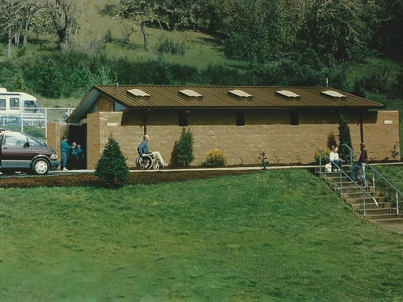 medium-shower-facility-restroom-with-skylights-privacy-walls Medium Multi User Shower and Restroom Facility Structured with Concrete Block and Steel Fixtures