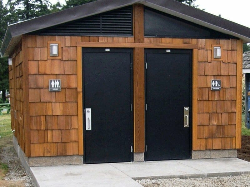 Small Shower Building with Restroom and Cedar Shake Exterior