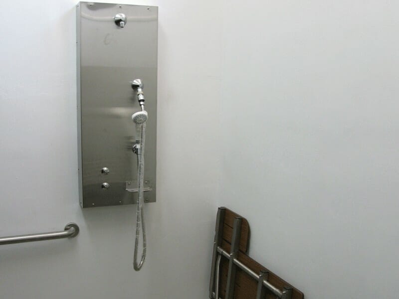 Stainless Steel Shower Fixture with ADA Bench