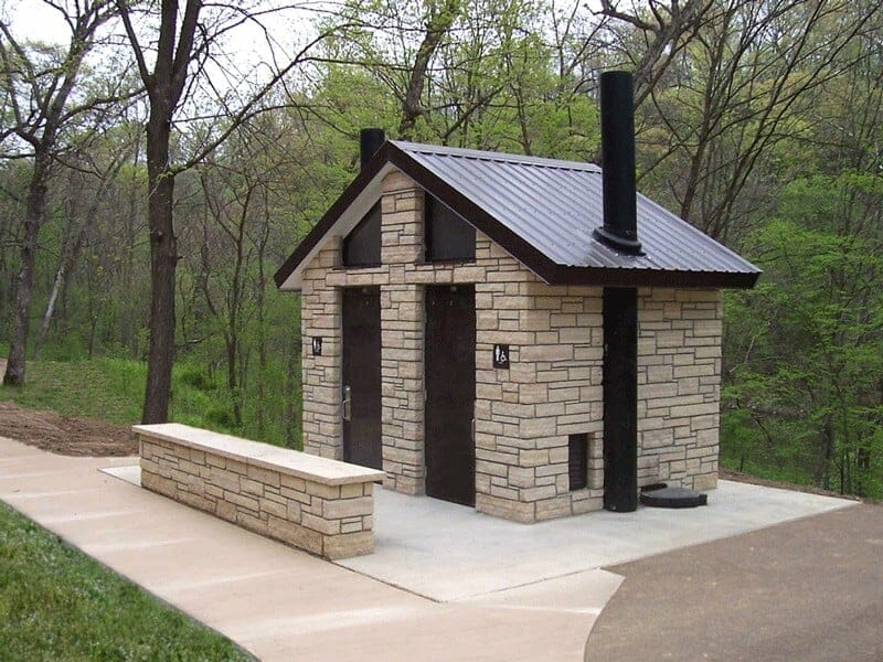 Two Room Waterless Restroom with Limestone Exterior