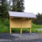 Wood Kiosk with Extended Backboard and Metal Roofing