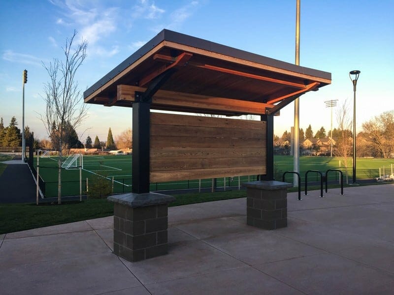 Kiosk Structure in Public Park for Posting Relevant Information in Viewable Space