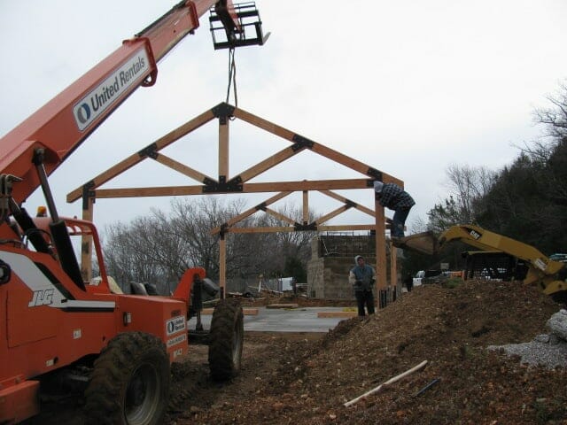 Timber Post Pavilion Under Construction