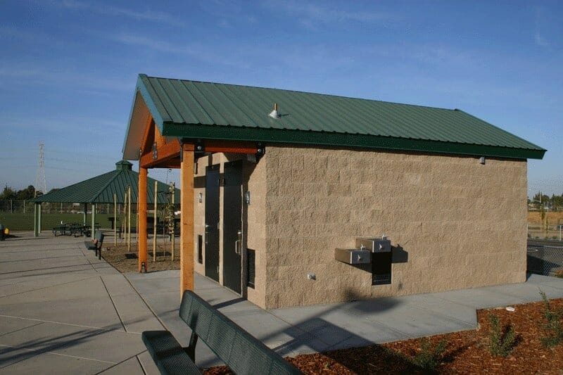 Concrete Restroom with Drinking Fountains
