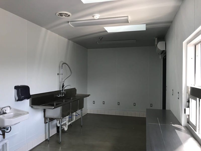 Concession Restroom Interior with Steel Sink FRP Siding