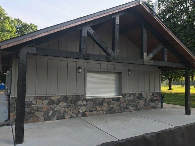 Dark Stained Wood Finish on Roof Overhand