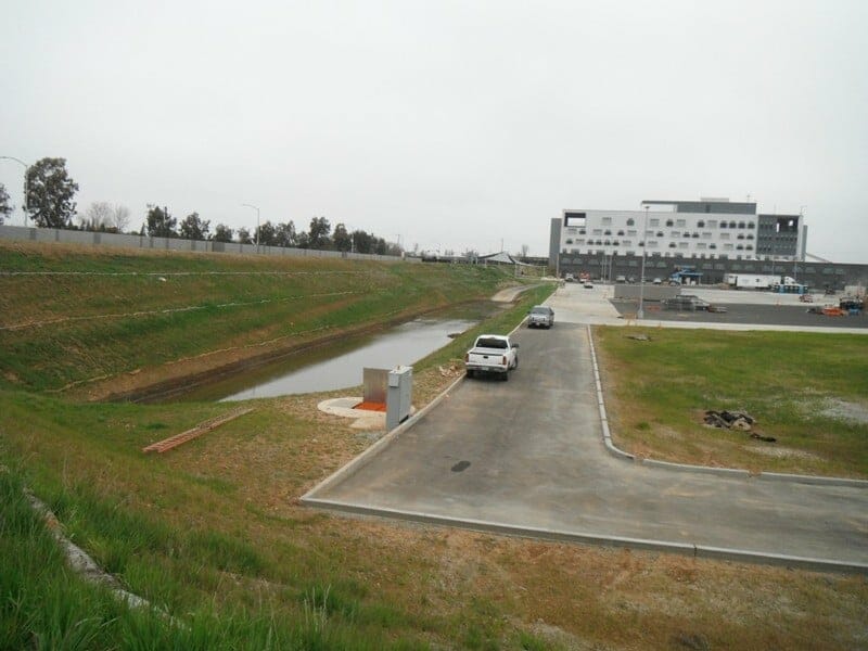Recessed Area with Additional Flood Protection Via Stormwater Pump Station