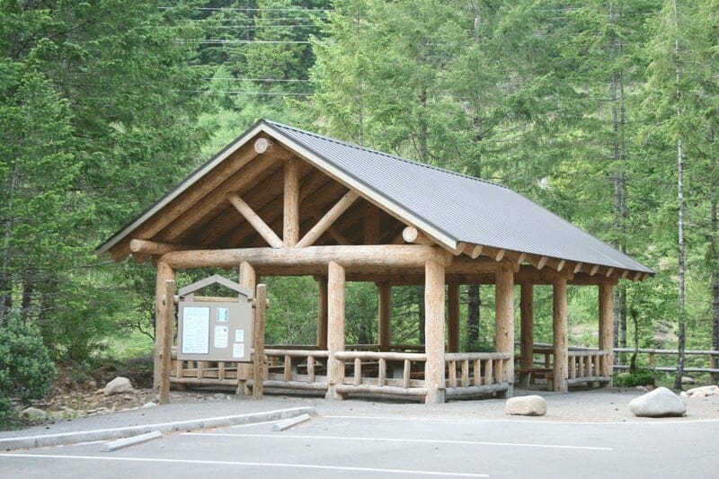 Rustic Log Post Pavilion Structure