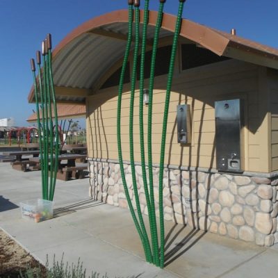 Fabricated Metal Cattails to Match Other Nature Inspired Themes in the Park