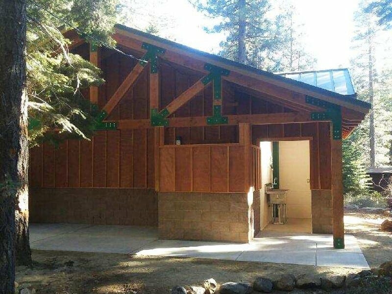 Restroom Building with Hip Style Roof Structure and Extra Utility Room