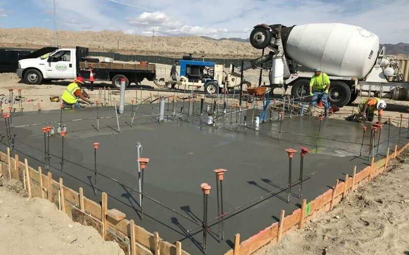 Concrete Foundation for New Building Being Finished