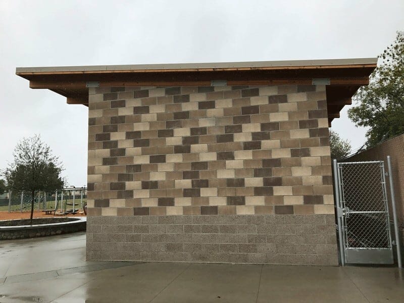 Patterned CMU Blocks on Community Park Restroom