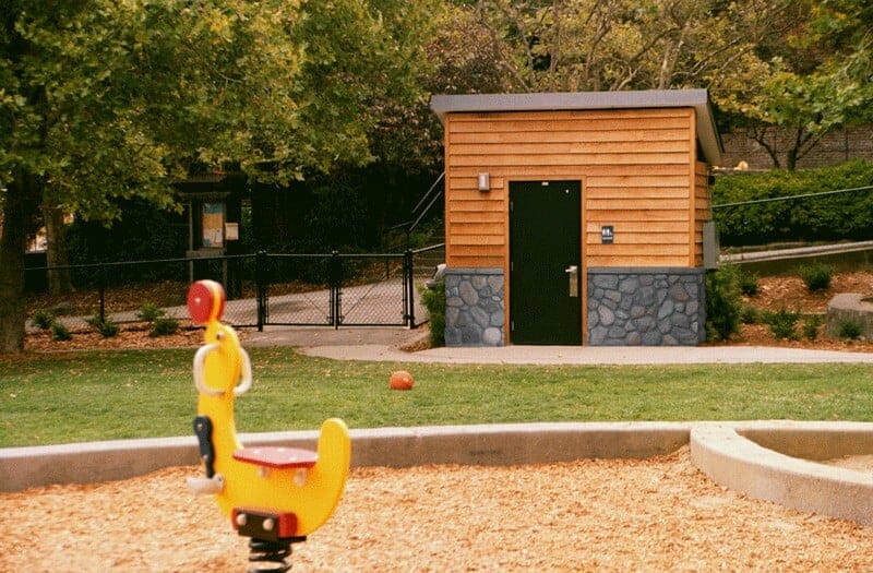 Modern Single Pitch Roof on Restroom Building