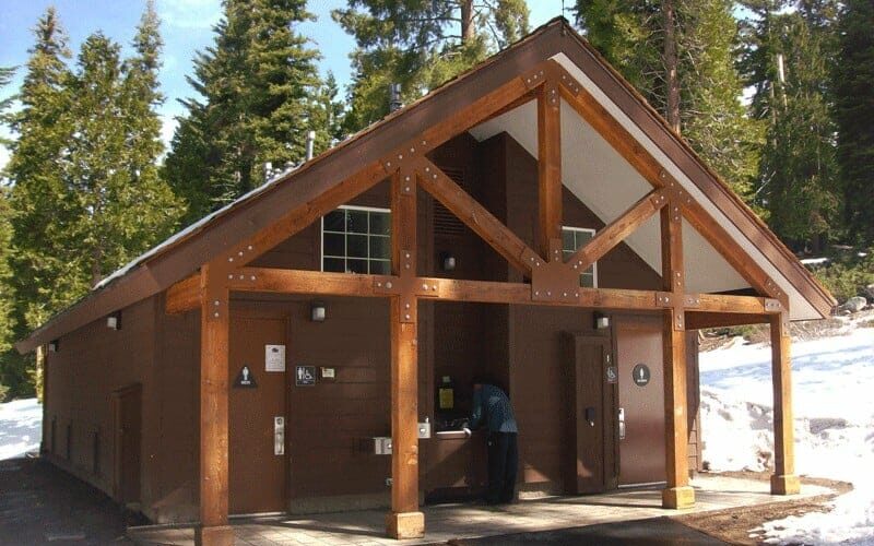 Multi-User Restroom with Extended Roof