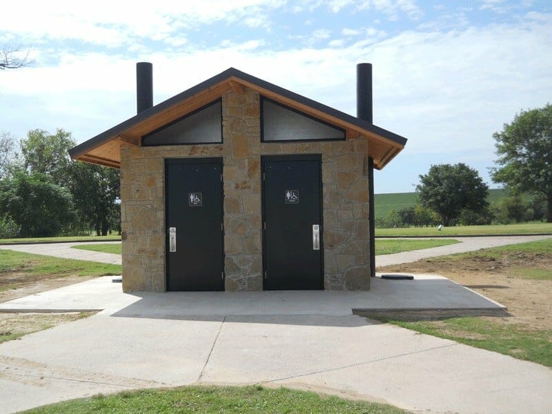 Great Looking Vault Toilet Structure at Golf Course