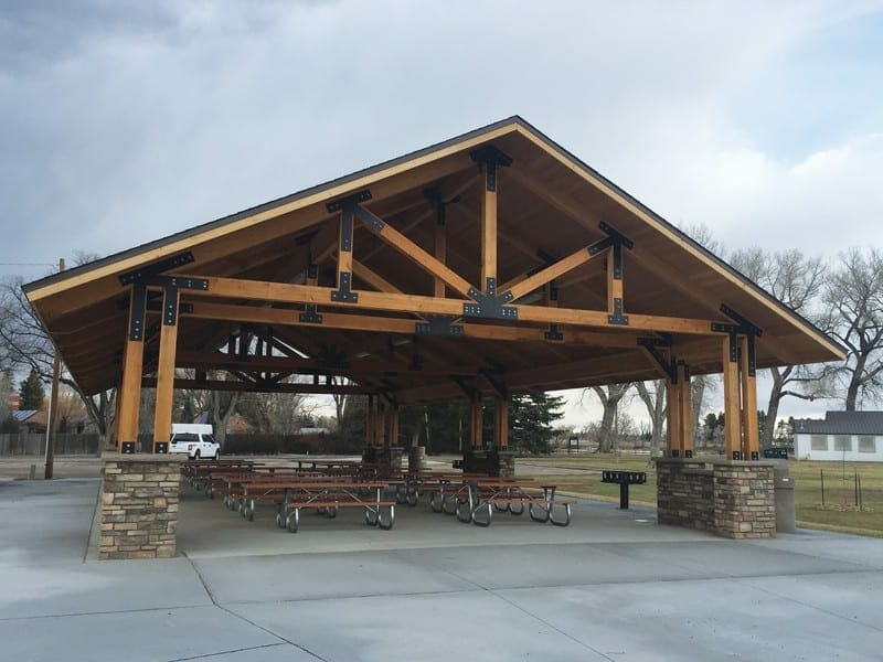 Large Lumber Pavilion with Double Beam Bases