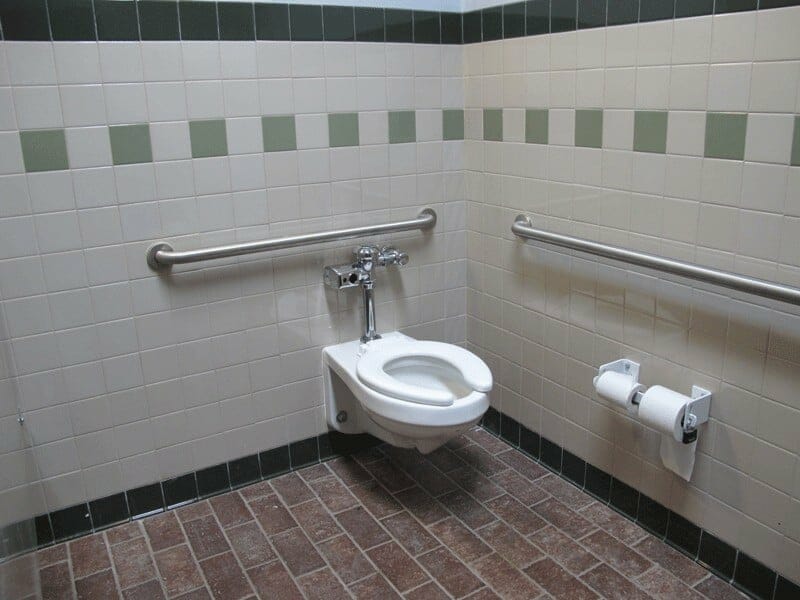Porcelain Toilet with Steel Grab Bars