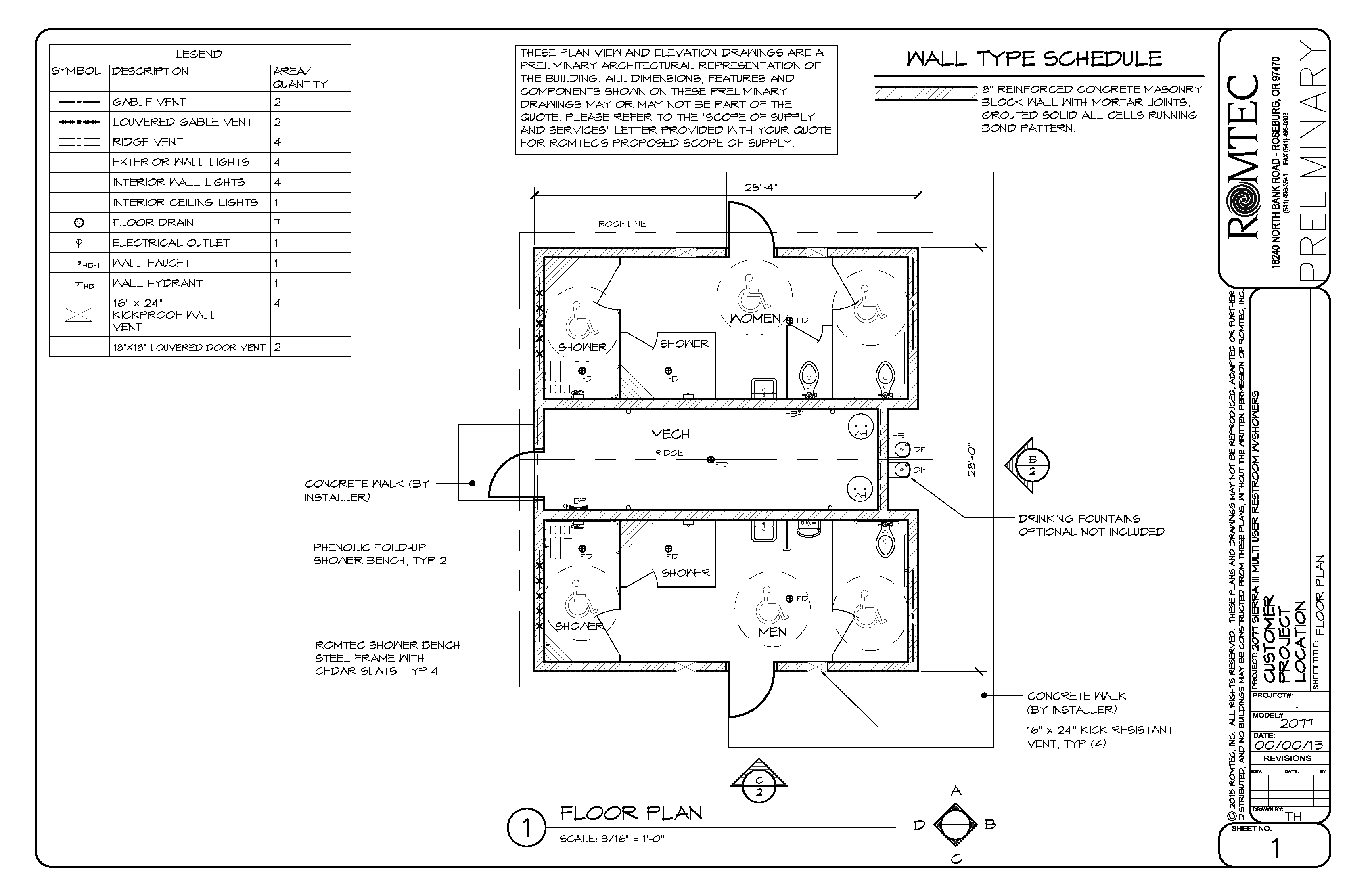 model-2077-multi-user-restroom-shower-accesible-side-entry Medium-Sized Shower Building Bathroom Drawings