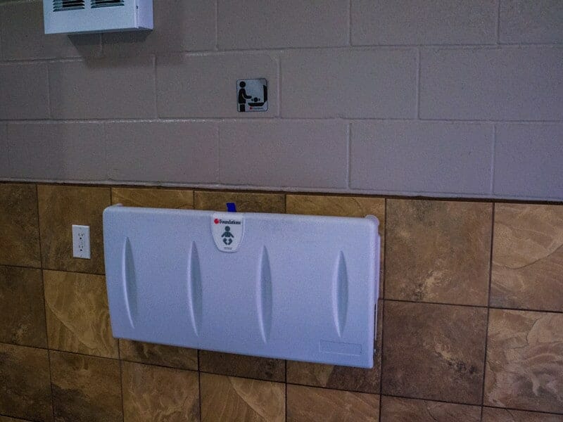 Folded Diaper Change Station and Tile Wall