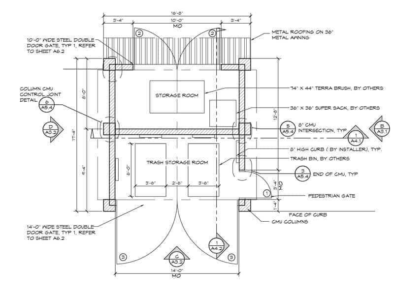 floor-plan-of-custom-trash-enclosure-building Plan Set for Storage Room and Trash Enclosure
