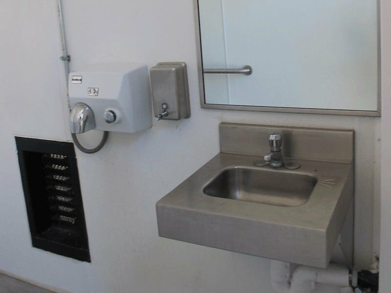 Stainless Steel Sink and Soap Dispenser and Hand Dryer