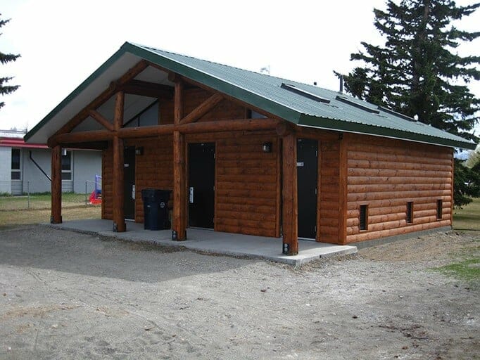 Log Post Restroom with Covered Entryway