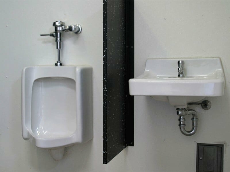 Porcelain Restroom Fixtures and HDPE Partition