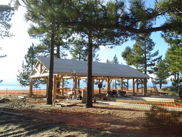 Rustic Log Pavilion Under Construction