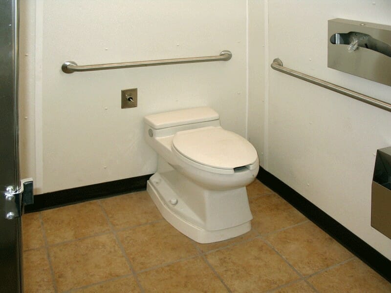 Attractive Restroom Interior with Custom Floor Tile