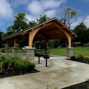 Unique Lumber Pavilion with Rounded Arch