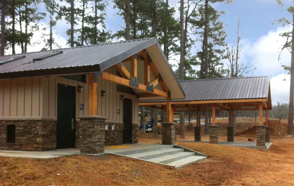 Large Bathroom Structure with Porch Extension to Cover the Entrance